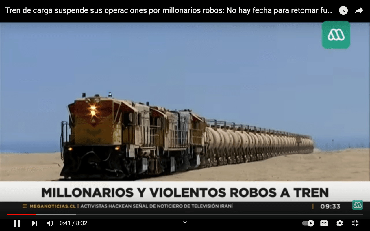 Roban cátodos de cobre avaluados en $300 millones desde un tren en el norte del país
